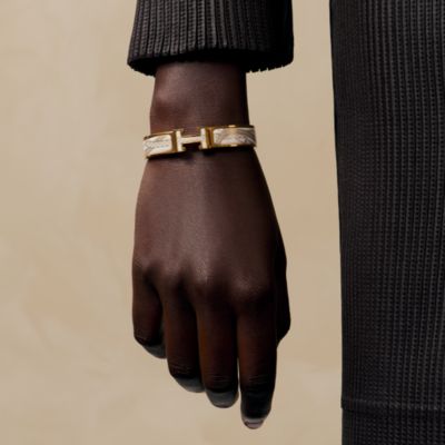 HERMES LE BRACELET H ホワイト/ゴールド 17 Clic H Jour de Casting bracelet - White | Hermès Singapore